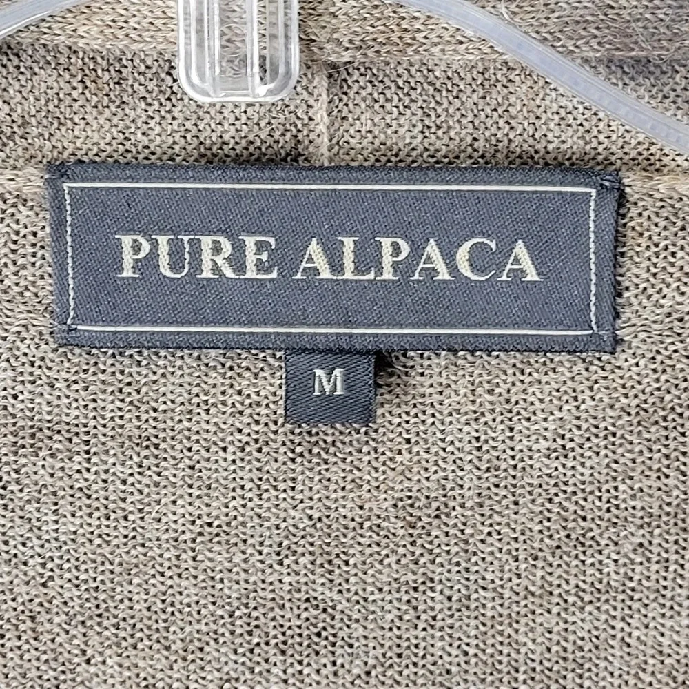 Pure Alpaca 100% Baby Alpaca Waterfall Open Cardigan Sweater M Brown Longline - Picture 6 of 13